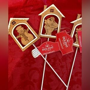 3 Holiday/Christmas wood plant sticks